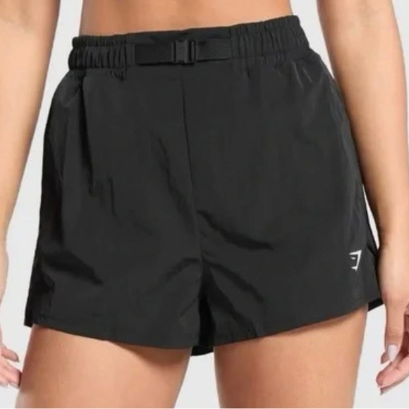 Gymshark Pants - NWT‎ GYMSHARK SMALL BUCKLE WAISTED SHORTS IN BLACK